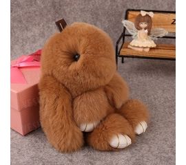 Меховой брелок бежевый на сумку в виде зайчика Натуральный мех, фото 1