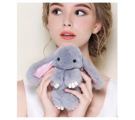 Меховой брелок (светло серый) на сумку в виде зайчика (Натуральный мех), фото 1