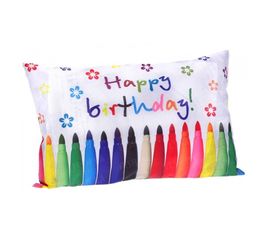 Наволочка для подушки 30*50 см happy birhday карандаши, 2й сорт, фото 1