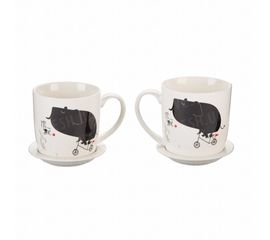 Подарочный набор&quot;Слон на Велосипеде&quot; (2 чашки, крышки, ложки). (Уценка), фото 1