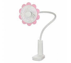 Портативный вентилятор Подсолнух с прищепкой. Розовый, фото 1