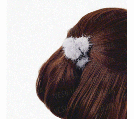 Резинка для волос с натуральным мехом норки. Серый., фото 1