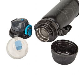 Термос 800 мл. 2 крышки лето и зима, ремень Черный, фото 1