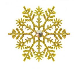 Украшение Снежинка Классика с камнем 12х12 см золото, фото 1