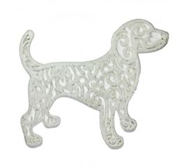 Украшение Собака Ажурная пластик 12х9 см белый, фото 1