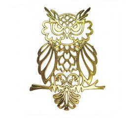 Украшение Сова метал. 12х9 см золото, фото 1