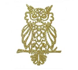 Украшение Сова пластик 12х9 см золото, фото 1