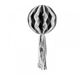 Бумажный шар соты полосатый 30 см белый, фото 1