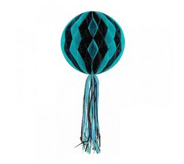 Бумажный шар соты полосатый 30 см голубой, фото 1