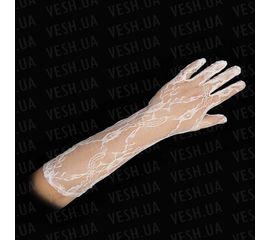 Перчатки гипюровые длинные белые, фото 1