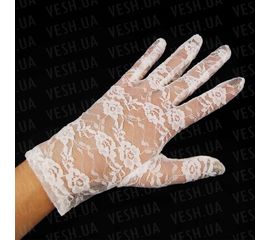 Перчатки гипюровые короткие белые, фото 1