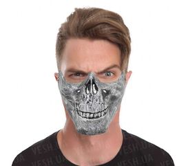 Полу маска пластик Череп серебро, фото 1