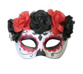 Полу маска пластик День мертвых красная, фото 1