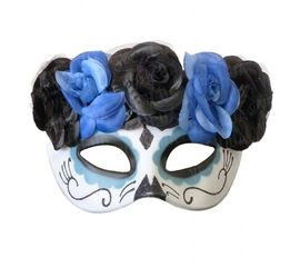 Полу маска пластик День мертвых синяя, фото 1