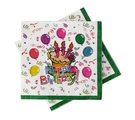 Салфетки Happy Birthday белые (уп. 20шт), фото 1