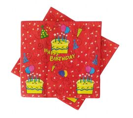Салфетки Happy Birthday красные (уп. 20шт), фото 1