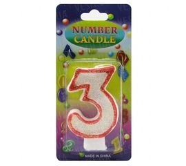 Свеча Цифра блестящая 3, фото 1