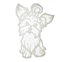 Украшение Собака Йорк пластик 12х9 см белый, фото 1