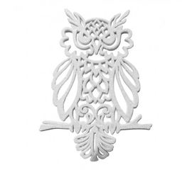 Украшение Сова пластик 12х9 см белый, фото 1