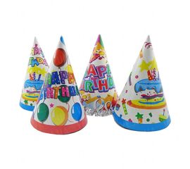 Бумажный Колпачок 24 см Happy Birthday белый, фото 1