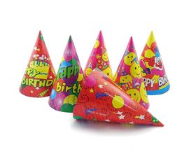 Бумажный Колпачок 24 см Happy Birthday красный, фото 1