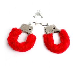 Наручники меховые красные, фото 1