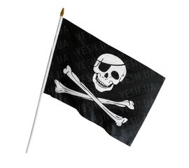 Пиратский Флаг 45х30см с пластиковой ручкой, фото 1