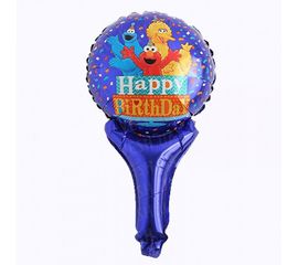 Шарик с надувной ручкой Happy Birthday мапет, фото 1