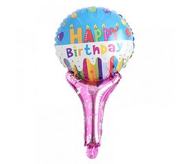 Шарик с надувной ручкой Happy Birthday свечи, фото 1