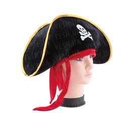 Шляпа Пирата с красной повязкой велюр, фото 1