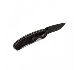 Нож Ontario RAT Folder, черный, полусеррейтор, фото 1