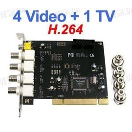 4-х канальная H.264 компьютерная PCI плата видеозахвата для CCTV камер с 1 звуковым каналом/ТВ выходом (25 fps), фото 1