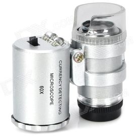 Супер-мини микроскоп с LED и UV УФ подсветкой с увеличением 60 Х (для детекции фальшивых денег), фото 1