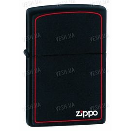 218ZB Зажигалка ZIPPO BLACK MATTE w/ZIPPO LOGO &amp; BORDER, фото 1