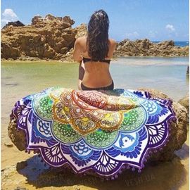 Пляжный коврик Мандала фиолетовый. 140см., фото 1