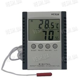 2-х дисплейный внутренне-наружный электронный термометр с выносным наружным датчиком, фото 1