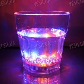 Светодиодный стеклянный стакан с автоматически переливающейся 4-х цветной LED подсветкой, фото 1