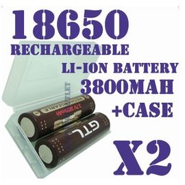 Аккумулятор 18650 3.7В 3800мАч GTL (2шт. аккумуляторов+кейс в подарок), фото 1