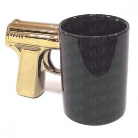Чашка Пистолет золотая, фото 1