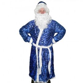 Карнавальный костюм Деда Мороза с рисунком синий, фото 1