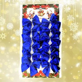 Новогодний декор Бантики уп. 12 шт. синий, фото 1