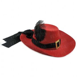 Шляпа Мушкетера с пером красная, фото 1