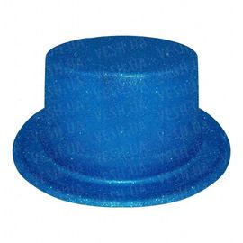 Шляпа детская Цилиндр блестящая голубая, фото 1