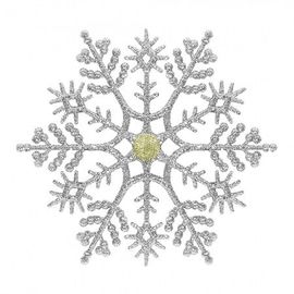 Украшение Снежинка Классика с камнем 12х12 см серебро, фото 1