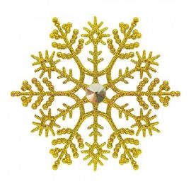 Украшение Снежинка Классика с камнем 12х12 см золото, фото 1