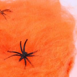 Паутина цветная с пауками оранжевая, фото 1