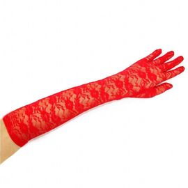Перчатки гипюровые длинные красные, фото 1