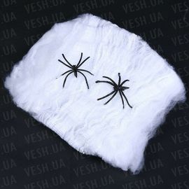 Паутина цветная с пауками белая, фото 1