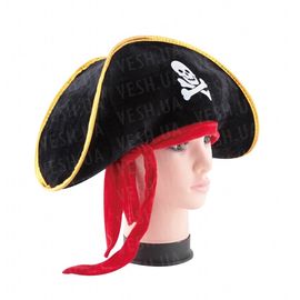 Шляпа Пирата с красной повязкой велюр, фото 1