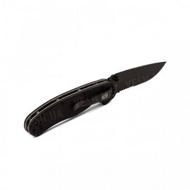 Нож Ontario RAT Folder, черный, полусеррейтор, фото 1